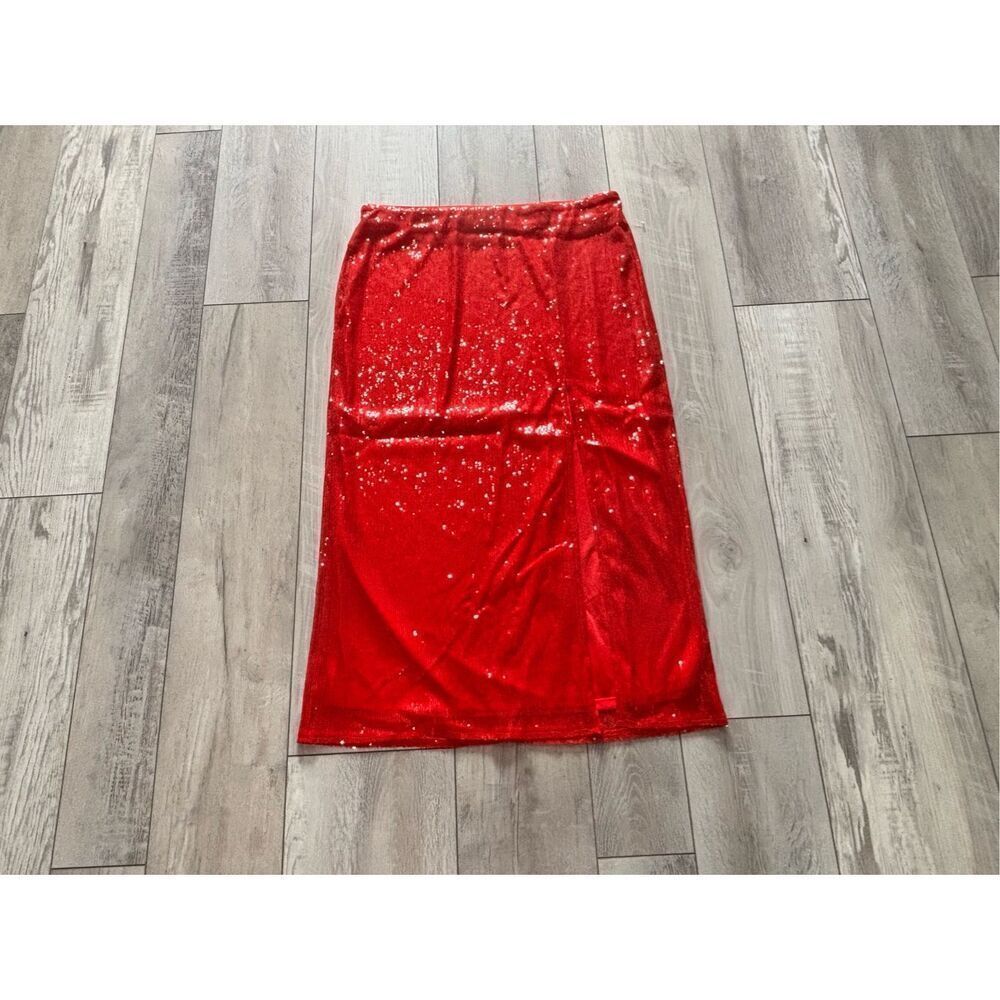 a new day Red Sequin Midi Skirt